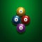 Billiards, full set of billiard balls isolated on a green background. Snooker. illustration