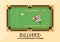 Billiards Game Hand Drawn Cartoon Flat Background Illustration with Pool Room with Stick and Billiard Balls in Sports Club