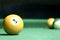 Billiards. Green billiards table with balls.