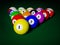 Billiards pool balls on table racked