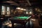 Billiards Room: Capture a set of images that showcase a sophisticated, upscale billiards room. Generative AI