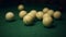 Billiards table and balls