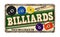 Billiards vintage rusty metal sign