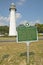 Biloxi Lighthouse and information sign in Biloxi, MS