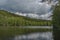 Bily Halstrov reservoir in west Bohemia in spring sunny fresh day