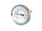 Bimetallic axial thermometer for heating systems with nickel-plated steel body