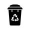 Bin with Eco Recycle Arrows Triangle Symbol. Reuse Container, Ecology Basket for Garbage Pictogram. Recycling Dustbin