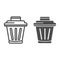 Bin line and glyph icon. Trash container, rubbish basket symbol, outline style pictogram on white background. Business