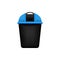 Bin, Recycle blue small bin for waste isolated on white background, Blue bin with recycle waste symbol, Front view of recycle bin