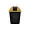 Bin, Recycle gold small bin for waste isolated on white background, Gold bin with recycle waste symbol, Front view of recycle bin