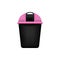 Bin, Recycle plastic pink small bin for waste isolated on white background, Pink bin for recycle waste and symbol, Front view