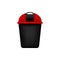 Bin, Recycle plastic red small bin for waste isolated on white background, Red bin with recycle waste symbol, Front view bin