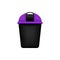 Bin, Recycle purple small bin for waste isolated on white background, Purple bin with recycle waste symbol, Front view of recycle