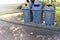 Bin, Trashcan, Plastic waste bin clear trash sideways walk at garden public, Plastic bin for waste recycle