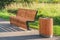 Bin for waste collection wooden bench