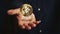 Binance BUSD stablecoin cryptocurrency golden 3d coin over hand