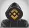 Binance coin hacker, Stealing crypto hacking. Behind the block chain hard fork concept. Cryptocurrency symbol in with person illus