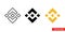 Binance coin icon of 3 types color, black and white, outline. Isolated vector sign symbol.