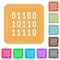 Binary code rounded square flat icons