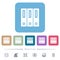 Binders solid flat icons on color rounded square backgrounds