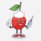 Bing Cherry cartoon mascot character as nurse with medical syringe