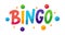 BINGO logo with lottery balls and stars. Bingo game. Vector illustration lucky quote. Fortune text