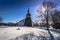 Bingsjo - April 01, 2018: Church of the small town of Bingsjo in Dalarna, Sweden