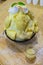 Bingsu Durian with icecream served with condensed milk