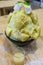 Bingsu Durian with icecream served with condensed milk