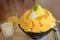 Bingsu Korea food mango served with sweetened condensed milk