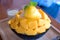 Bingsu Korea food mango served with sweetened condensed milk