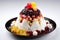 Bingsu: Shaved ice topped with sweet toppings, fruit and red bean paste, Generative AI