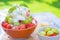 Bingsu Summer dessert ice fruit topping.