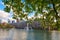 Binnenhof castle Dutch Parliament background with the Hofvijver lake, historical complex, Hague Den Haag, Netherlands