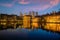 Binnenhof castle (Dutch Parliament) cityscape downtown skyline of Hague in Netherlands