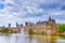 Binnenhof Palace of Parliament inThe Hague in The Netherlands At Daytime. Against Modern Skyscrapers on Background