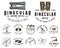 Binocular logo emblem or label astronomical instruments, telescopes oculars and binoculars, quadrant, sextant engraved