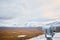 Binocular and view of the lapland gate landmark `lapporten` in Abisko national park, Sweden.