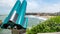 Binoculars, coin-operated, view of Biarritz beach, France