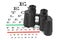Binoculars on eyesight test chart