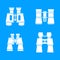 Binoculars icon blue set vector