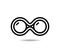 Binoculars icon. Stylized linear minimalist binoculars. Mobius loop infinity sign. Number eight