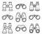 Binoculars icons set, outline style