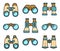 Binoculars icons set vector flat