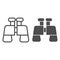 Binoculars line and solid icon. Find or search equipment, optical binocular symbol, outline style pictogram on white