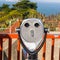 Binoculars near the golden gate bridge are formed like a face