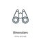 Binoculars outline vector icon. Thin line black binoculars icon, flat vector simple element illustration from editable army