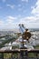 Binoculars overlooking panorama of Paris