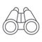 Binoculars thin line icon, optical and zoom, surveillance sign, vector graphics, a linear pattern on a white background.