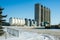 Bins and silos on a farm yard